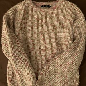 Pink and white knit sweater !!